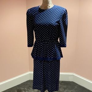 Vintage polkadot peplum dress